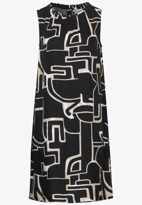 Ärmelloses Print Kleid Black