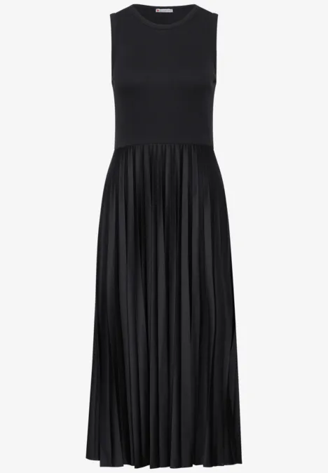 Plissee Midikleid Black