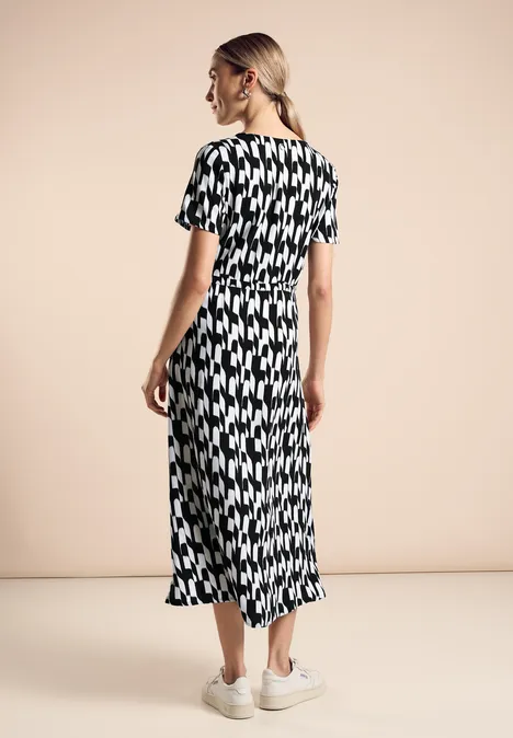 Bedrucktes Midi-Kleid Black