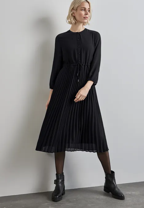 Plissée-Kleid Black