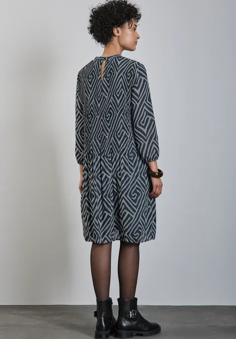 Gemustertes Plissée-Kleid cool vintage green