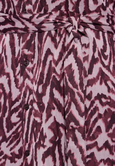 Gemustertes Chiffon-Kleid mulberry red
