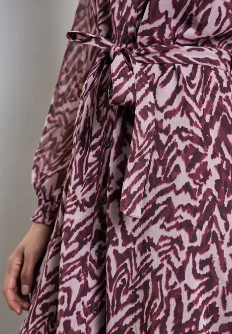 Gemustertes Chiffon-Kleid mulberry red