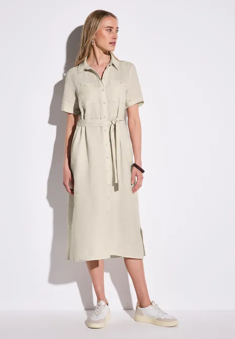 Kurzarmkleid mit Knopfleiste moonstone sand