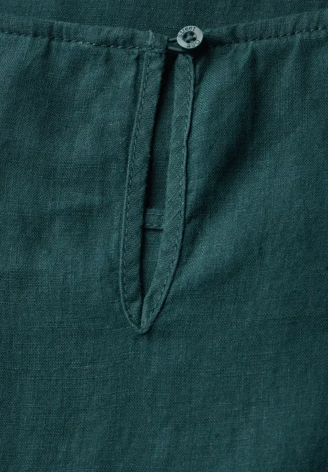 Volant-Kleid aus Leinen dark garden green