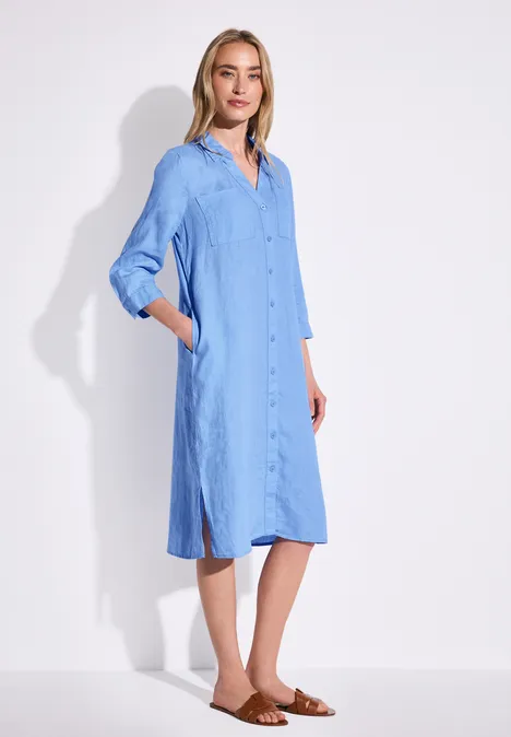 Blusenkleid mit Brusttaschen serenity blue