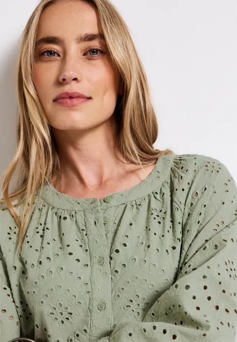 Robe avec broderie bouclée soft moss green