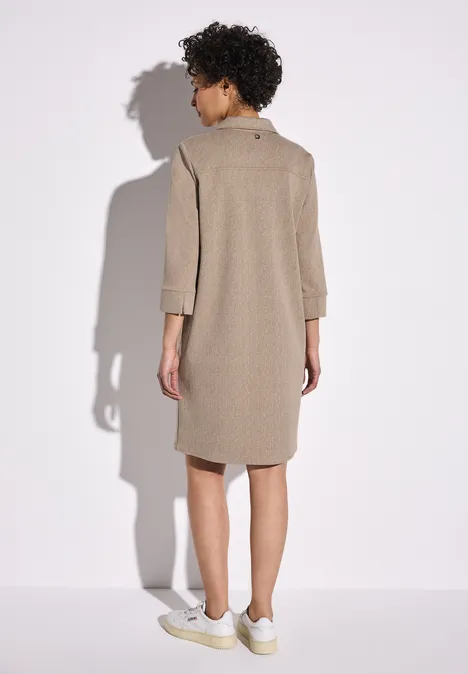 Kleid mit Hemdkragen sheer beige mel.