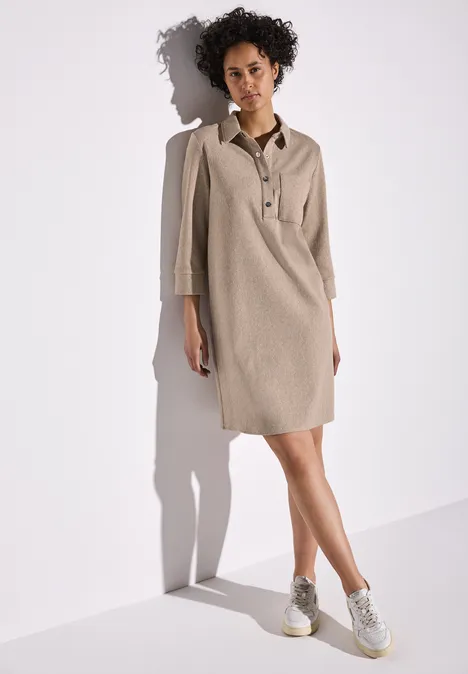 Kleid mit Hemdkragen sheer beige mel.