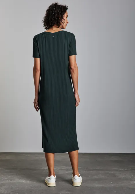 Kleid mit Rippstruktur hunter green