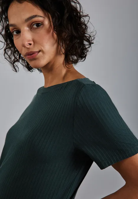 Kleid mit Rippstruktur hunter green