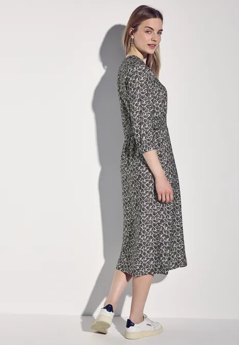 Robe imprimée avec détail smocké deep blue