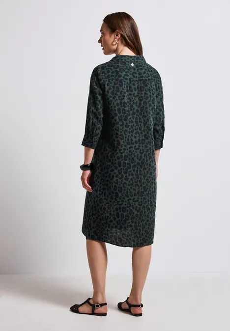 Gemustertes Musselinkleid mid green