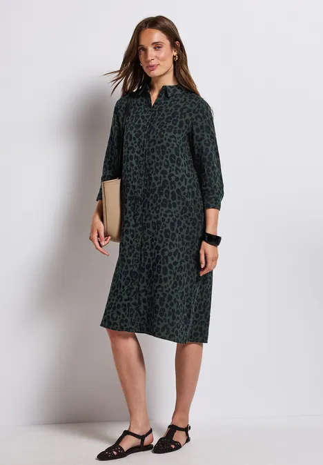 Gemustertes Musselinkleid mid green