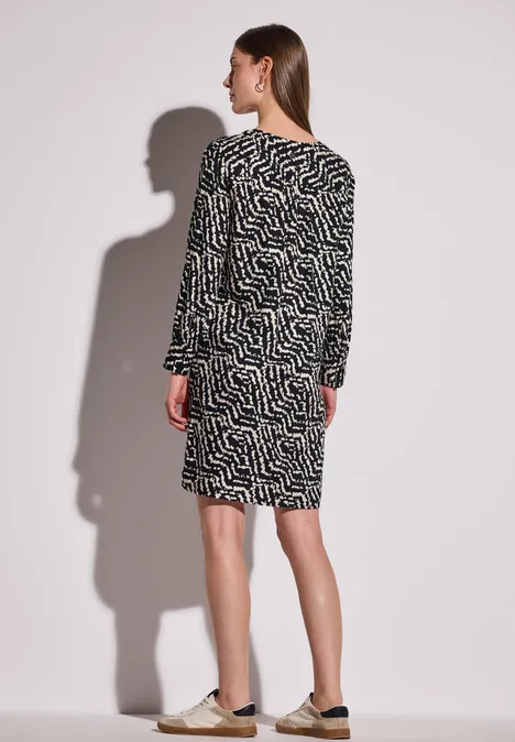 Gemustertes Tunika-Kleid Black Gemustertes Tunika-Kleid Black