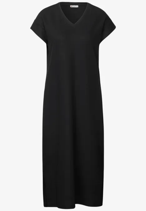 Jurk met geribbelde structuur Black