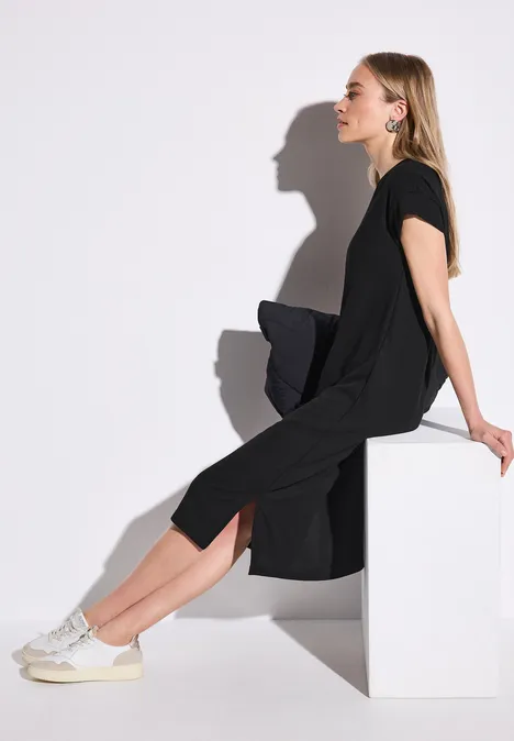 Kleid mit Rippstruktur Black