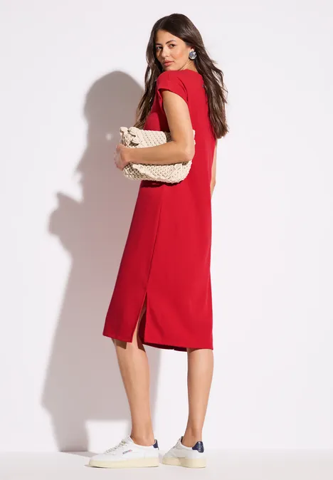 Kleid mit Rippstruktur glory red