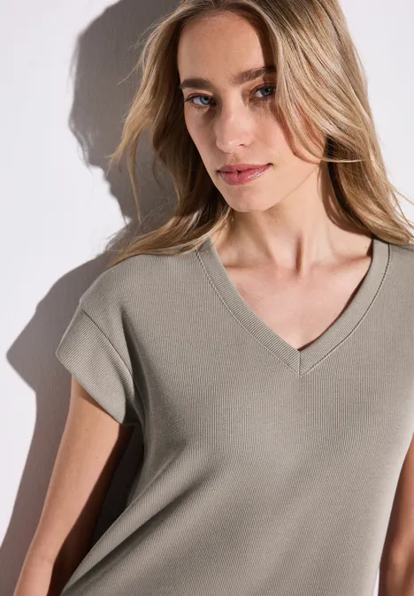 Jurk met geribbelde structuur vintage stone