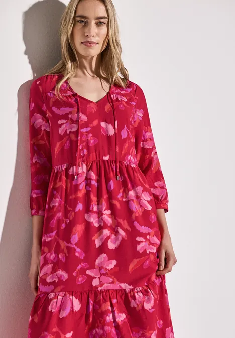 Robe-tunique à volants glory red