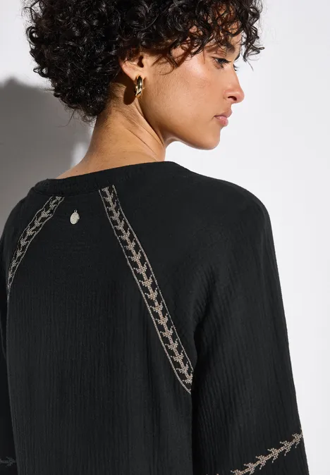 Tunika-Kleid mit Stickerei Black