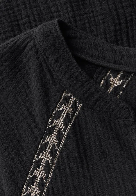 Tunika-Kleid mit Stickerei Black