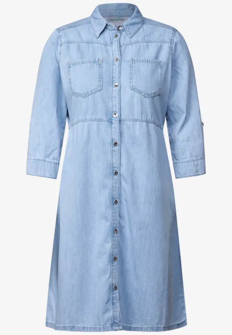Jeanskleid mit Knopfleiste Light blue washed