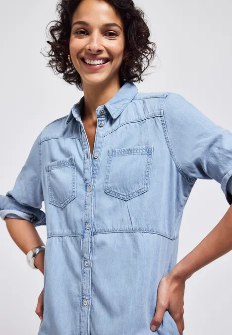 Jeanskleid mit Knopfleiste Light blue washed