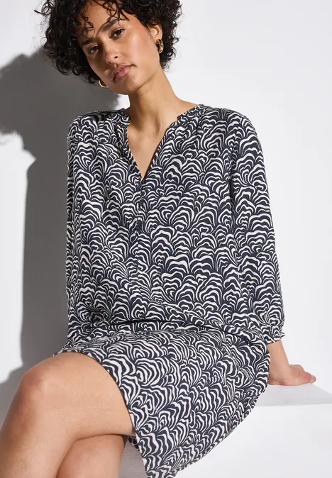Gemustertes Tunika-Kleid deep blue