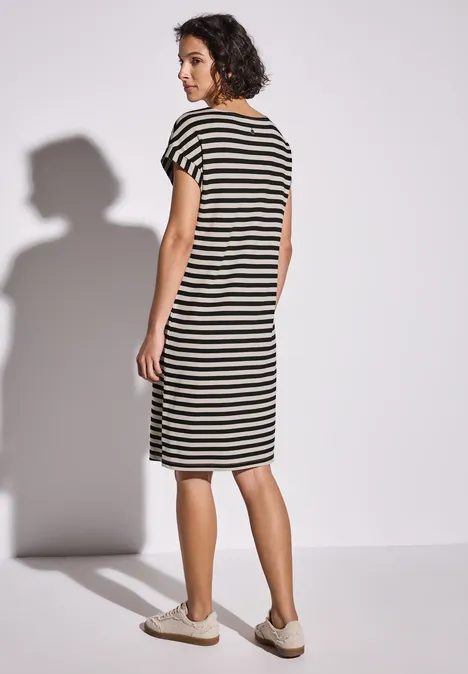 Gestreiftes Jersey-Kleid Black