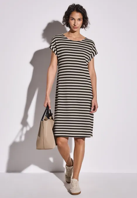 Gestreiftes Jersey-Kleid Black