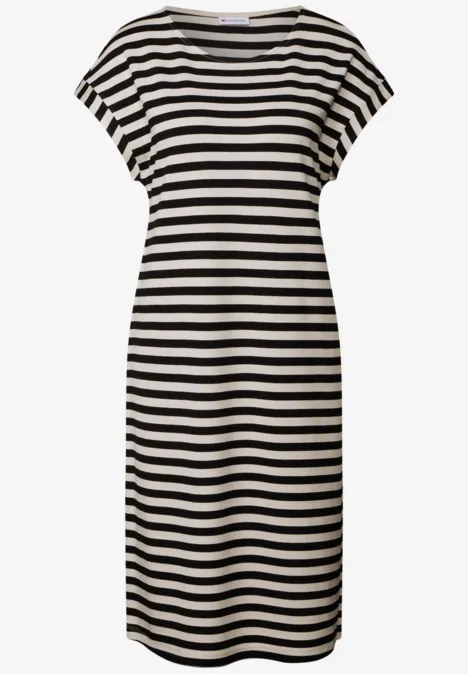 Gestreepte jersey jurk Black