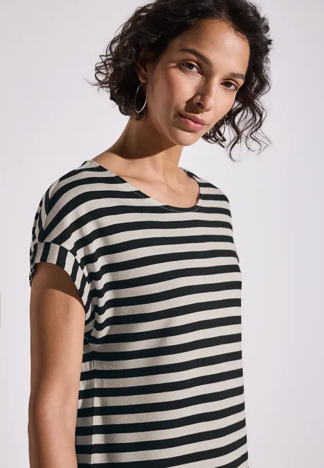Gestreiftes Jersey-Kleid Black