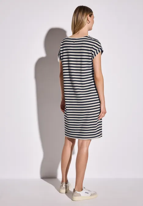 Gestreepte jersey jurk deep blue