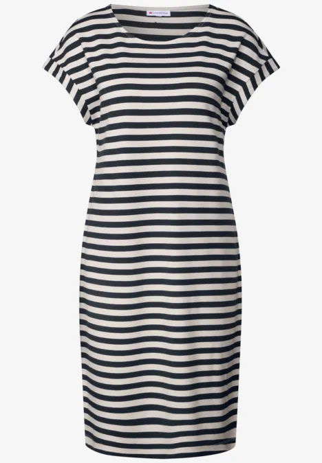 Gestreepte jersey jurk deep blue