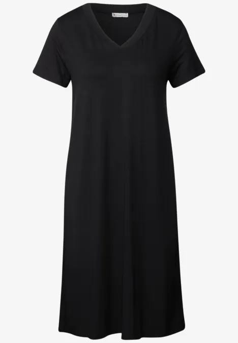Effen jersey jurk Black