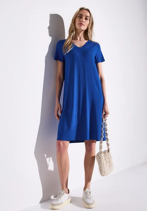 Jersey-Kleid in Unifarbe dodger blue