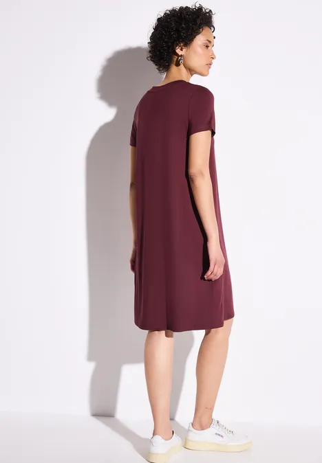 Jersey-Kleid in Unifarbe dark cherry red