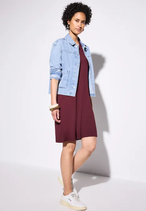 Jersey-Kleid in Unifarbe dark cherry red