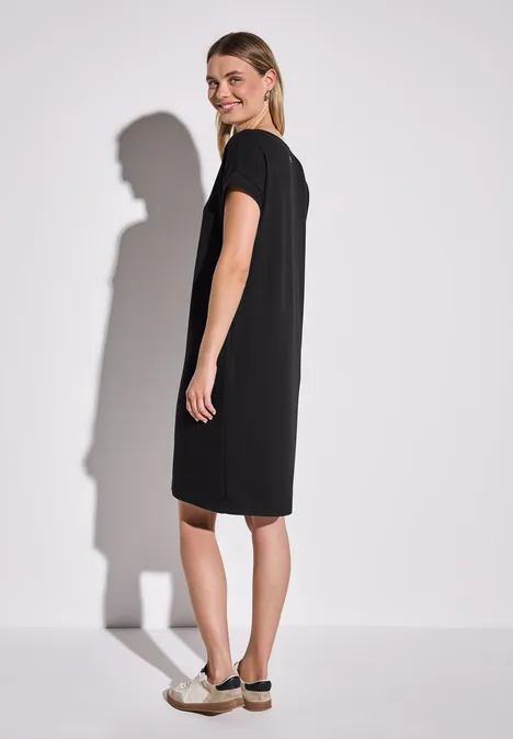 Jersey-Kleid in Unifarbe Black