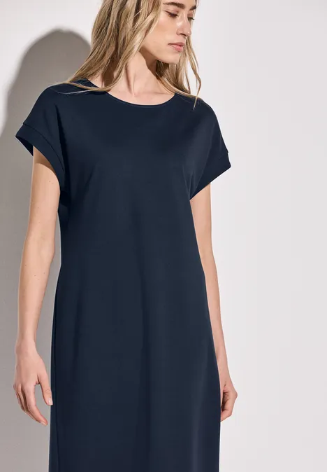 Jersey-Kleid in Unifarbe deep blue
