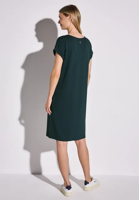 Jersey-Kleid in Unifarbe hunter green