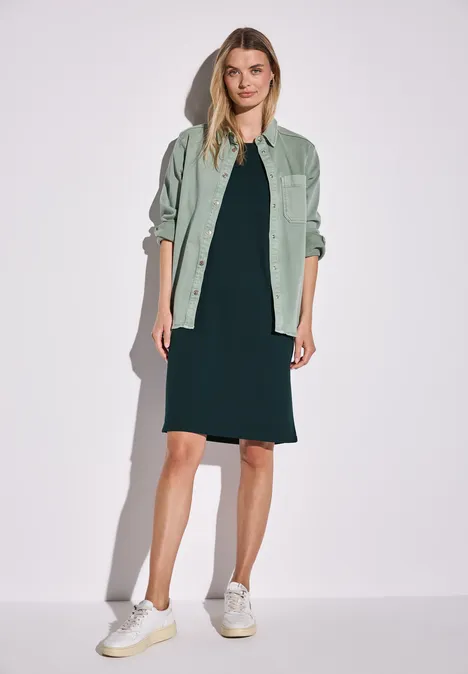 Jersey-Kleid in Unifarbe hunter green