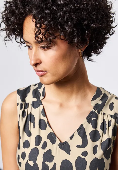 Gemustertes Midi-Kleid coastal beige