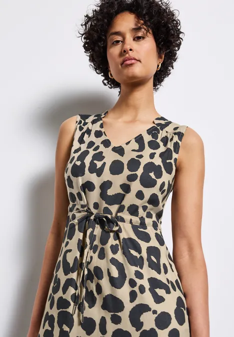 Gemustertes Midi-Kleid coastal beige