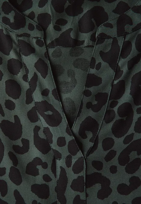 Gedessineerde keperstof jurk mid green