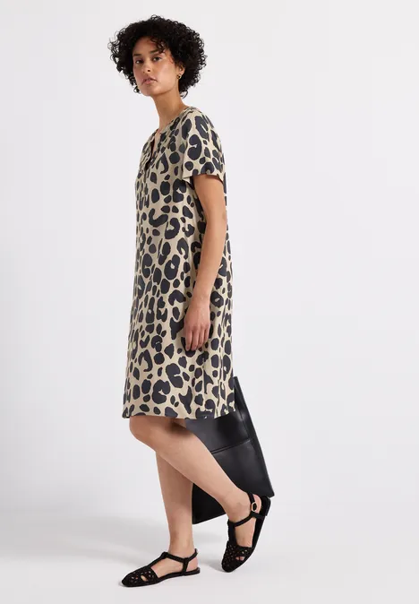 Gemustertes Twill-Kleid coastal beige