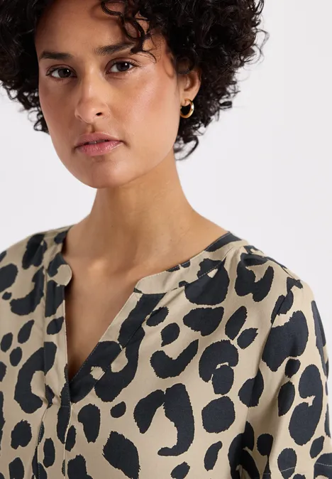 Gemustertes Twill-Kleid coastal beige