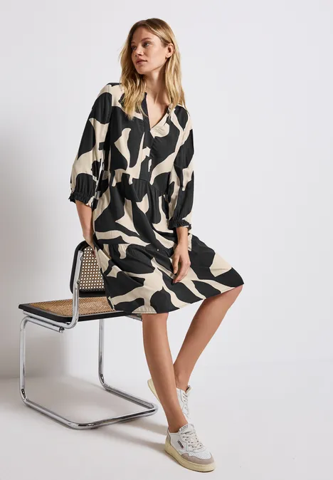 Gemustertes Tunika-Kleid whale tail grey