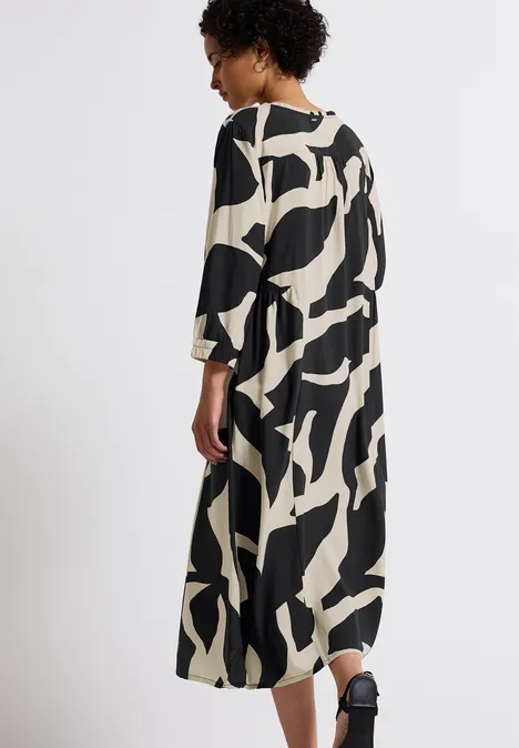 Gemustertes Midi-Kleid whale tail grey